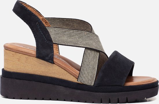 Tamaris Sandalen met sleehak blauw Leer - Dames - Maat 40 | bol.com