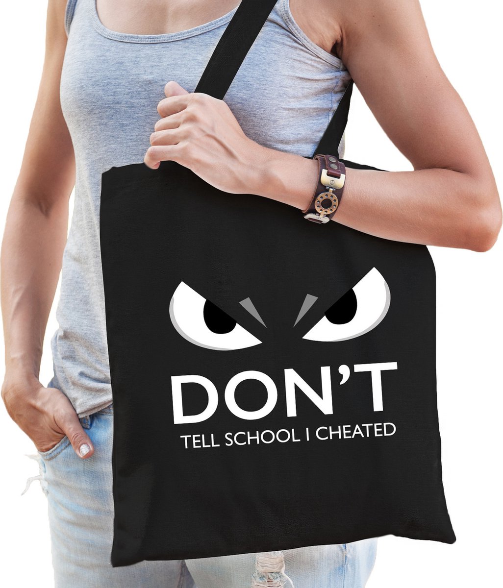 Bellatio Decorations dont tell school cadeau katoenen tas - volwassenen - zwart