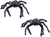 Funny Fashion Horror/Halloween decoratie spin zwart 60 cm - Set 3x stuks