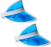 Partychimp Jaren 80 transparante zonnkleppen - 2x stuks - Blauw