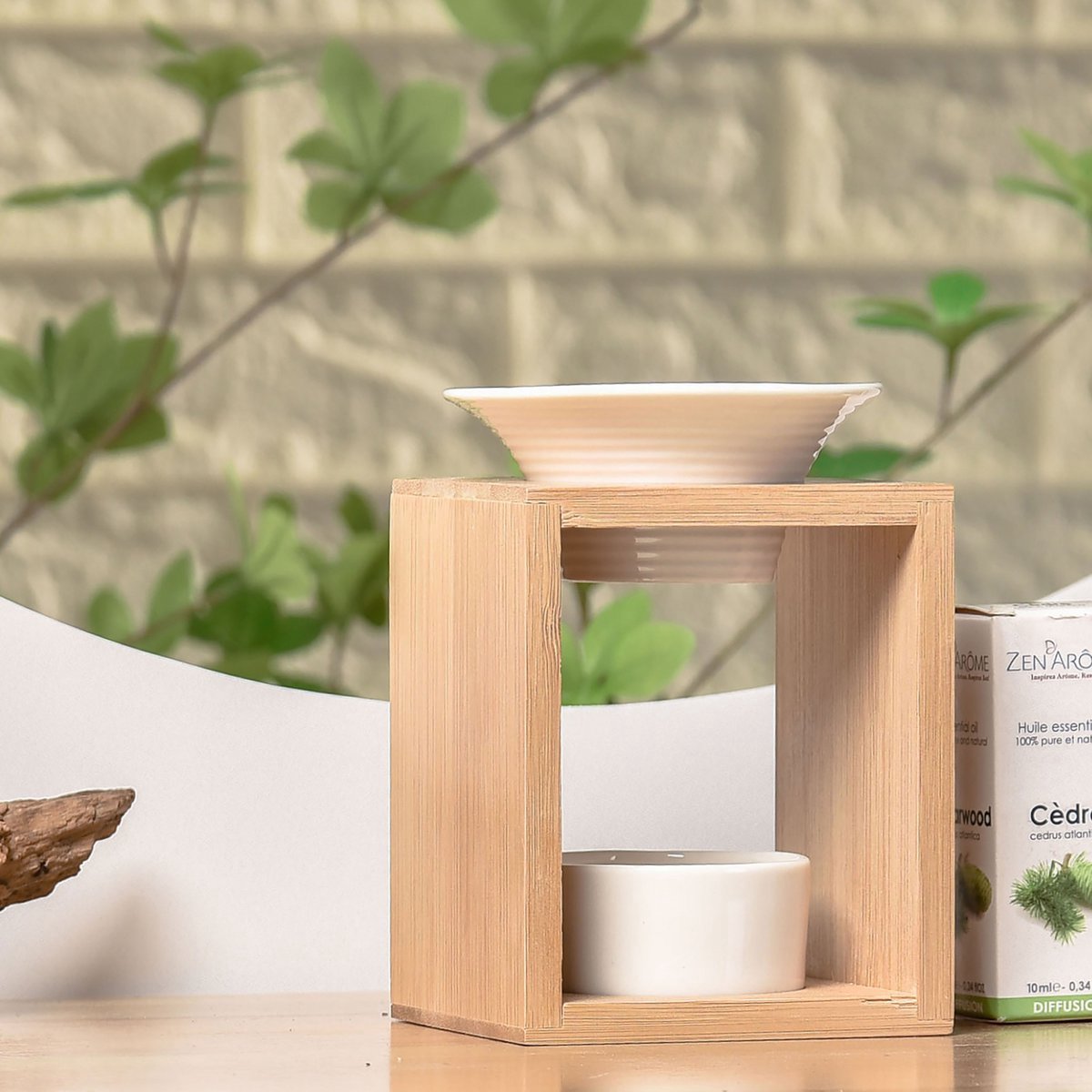 Zen'Arôme Arina - Waxbrander - Handgemaakt van bamboe en keramiek - Perfect voor etherische oliën