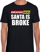Bellatio Decorations Foute humor Kerst t-shirt - breaking news broke - heren - zwart XL