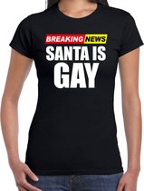 Bellatio Decorations Foute humor Kerst T-shirt breaking news gay - dames - zwart M
