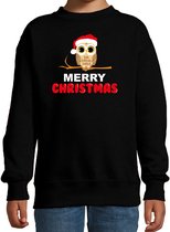 Bellatio Decorations dieren Kersttrui christmas uil sweater Kerst - zwart - kinderen 98/104