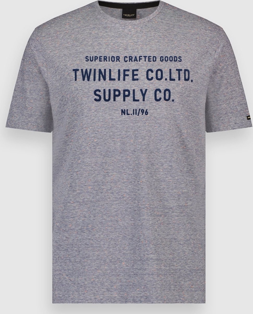 Twinlife Heren T. Crew Injection Naps - T-Shirts - Ademend - Duurzaam - Blauw Grijs - M