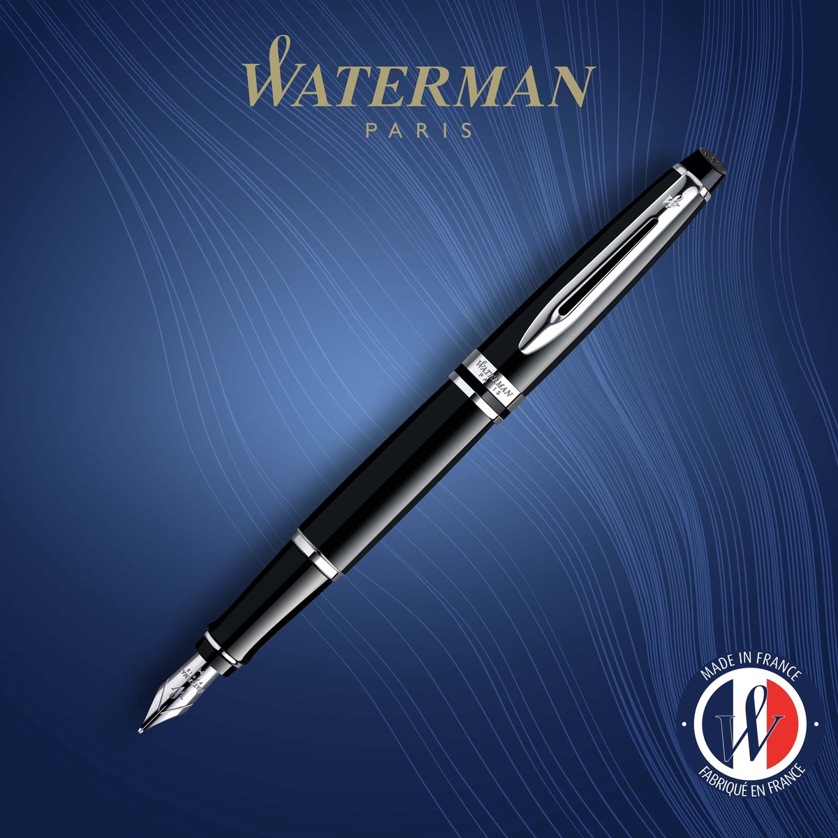 Waterman Expert-vulpen | Glimmend zwart met chromen rand | Medium penpunt  |... | bol.com