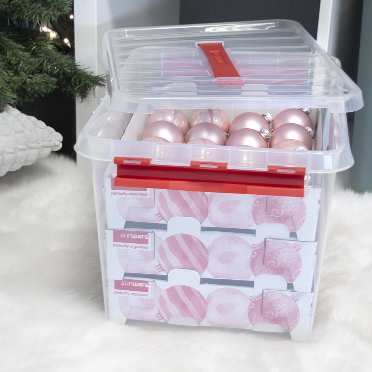 Laat je zien worst Alarmerend Q-line Kerstballen Opbergbox 22L - Trays voor 60 kerstballen -  Transparant/rood | bol.com