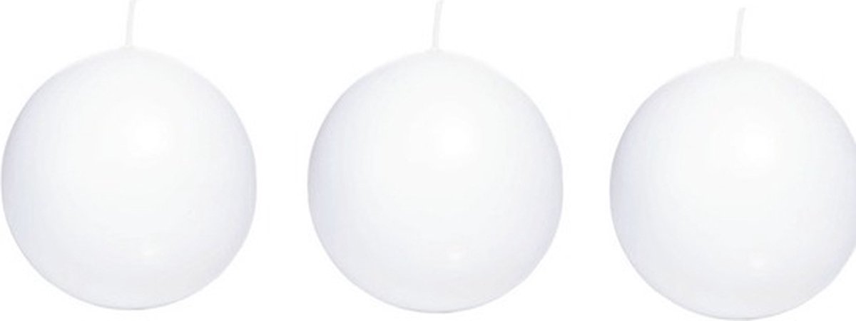 Trend Candles Bolkaars glad - 3x - wit - 8 cm - 25 branduren - ronde kaarsen