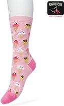 Bonnie Doon Dames Sokken met IJsjes Print maat 36/42 Roze - Thema Sokken - IJs - Cadeau Sokken - Zacht Katoen met Gladde Teennaad - Comfortabel - Perfect Cadeau - Orchid Pink - BT991124.306