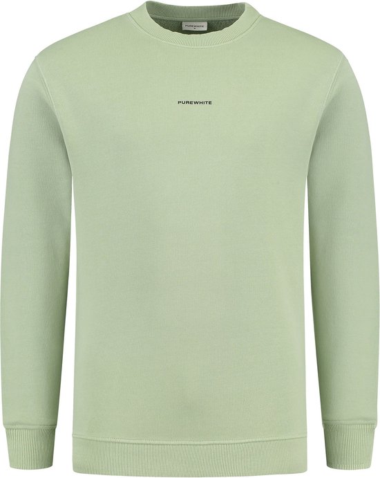 nakomelingen diepvries pot Purewhite - Heren Regular Fit Essential Sweater - Groen - Maat M | bol.com
