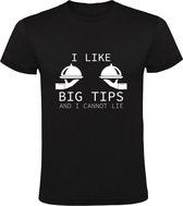 I like big tips | Heren T-shirt | vrouwen | borsten | tieten | dames | eten | liegen | fooi | geld | Zwart