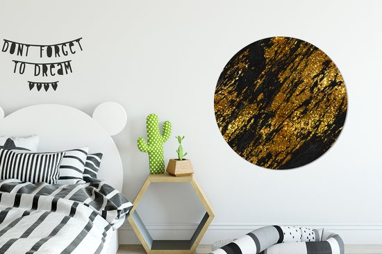 Cercle mural - Aluminium - Marbre - Or - Glitter - Zwart - ⌀ 90 cm