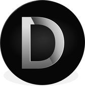 WallCircle - Wandcirkel - Muurcirkel - Een illustratie van de letter D - zwart wit - Aluminium - Dibond - ⌀ 60 cm - Binnen en Buiten