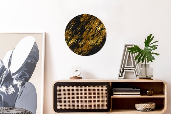 Cercle mural - Aluminium - Marbre - Goud - Glitter - Zwart - ⌀ 30 cm