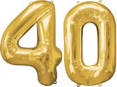 Versiering 40 Jaar Ballon Cijfer 40 Verjaardag Versiering Folie Helium Ballonnen Feest Versiering XL Formaat Goud - 86Cm