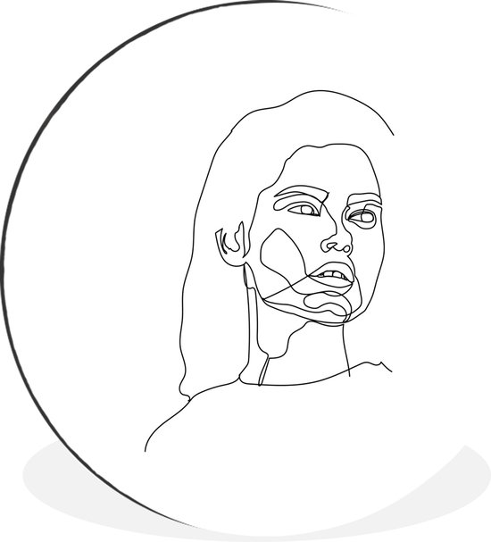 Illustration visage féminin puissant sur fond blanc Cercle mural aluminium ⌀ 60 cm - Tirage photo sur cercle mural / cercle vivant / cercle de jardin (décoration murale)