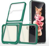 Hoesje Geschikt Voor Samsung Galaxy Z Flip 4 Hoesje met bumper - Shockproof case – Groen / Transparant