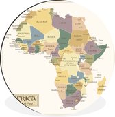WallCircle - Wandcirkel - Muurcirkel - Kaart van Afrika retro - Aluminium - Dibond - ⌀ 90 cm - Binnen en Buiten