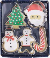 5x Kerst uitsteekvormen - Koekjes - Bakken - Fondant - Kerstboom - Kerstman - Sneeuwpop