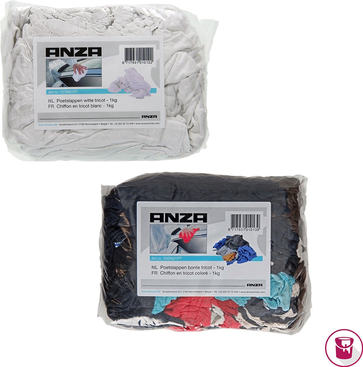 Anza Poetsdoeken - Goed absorberend vermogen - Schilderdoeken - Pluisvrij - Herbruikbaar - 1 Kilo
