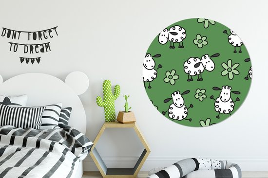 Une illustration d'un motif de mouton. Cercle mural aluminium ⌀ 140 cm