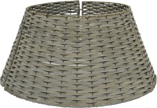 Decoris Kerstboomrok/kerstboommand - grijs - wilg hout - D70 x H28 cm - voor een kerstboom tot 240 cm