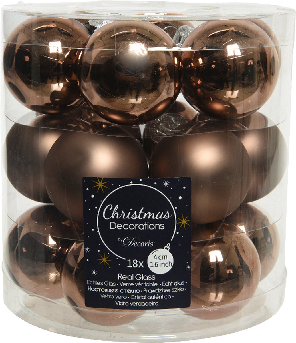 24 Mini Boules De Noël En Verre – 2,5 Cm, Tons Marron Cuir, Chocolat, Cannelle, Cuivré