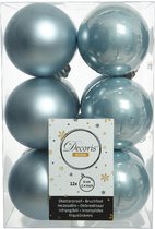 Decoris Kerstballen - 12 stuks - kunststof - lichtblauw - 6 cm