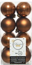 16x stuks kunststof kerstballen kaneel bruin 4 cm - Mat/glans - Onbreekbare plastic kerstballen