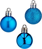 Krist+ Kerstballen - 20x st - helder blauw - 3 cm - kunststof - mix