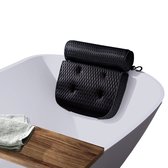 DDU Badkussen - Nieuw 4D Air Mesh materiaal - Ergonomisch hoofdkussen voor in bad - Zwart