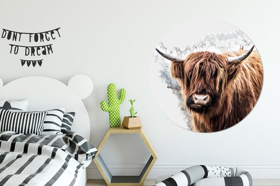 Cercle mural - Aluminium - Scottish Highlander - Fumée - Zwart - ⌀ 120 cm XXL