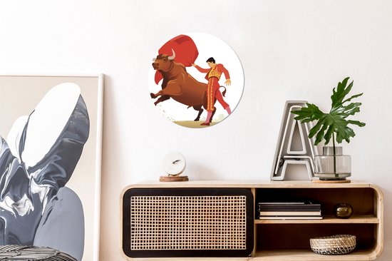 Une illustration d'un torero mural cercle aluminium ⌀ 30 cm - tirage photo sur cercle mural / cercle vivant / cercle de jardin (décoration murale)