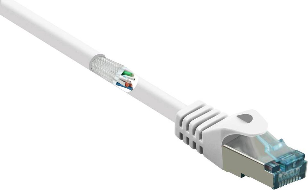Image of Renkforce RF-5047448 RJ45 Netwerkkabel, patchkabel CAT 6A S/FTP 15.00 m Wit Snagless, Vlambestendig 1 stuk(s)
