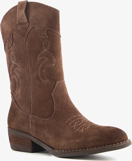 TwoDay suede meisjes cowboy western laarzen - Bruin - Maat 35 - Echt leer |  bol.com