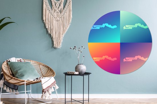 Illustration de quatre cartes de la Gambie Cercle mural aluminium ⌀ 120 cm - impression photo sur cercle mural / cercle vivant / cercle jardin (décoration murale) XXL / Groot format!