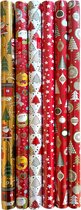 Kerstmis kerstpapier - cadeaupapier - inpakpapier voor kerstmis - K621 - XXL 8 meter x 70 cm - 4 rollen