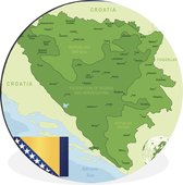 WallCircle - Wandcirkel - Muurcirkel - Illustratie van Bosnië en Herzegovina in een groene kleur - Aluminium - Dibond - ⌀ 30 cm - Binnen en Buiten