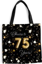 Sac Bandoulière - Sac Plage - Shopper Anniversaire - 75 Ans - Confettis - 40x40 cm - Sac Coton