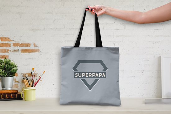 Sac bandoulière - Sac de plage - Shopper Quotes - Superpapa - Proverbes - Vaderdag - 45x45 cm - Sac en coton