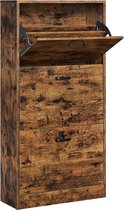 Berkatmarkt - Schoenkast met 3 klapdeuren, houten opbergkast met 3 lagen, perfect voor smalle ingang, hal, woonkamer, slaapkamer, 60 x 24 x 120 cm (L x B x H), rustiek bruin LBC030X01