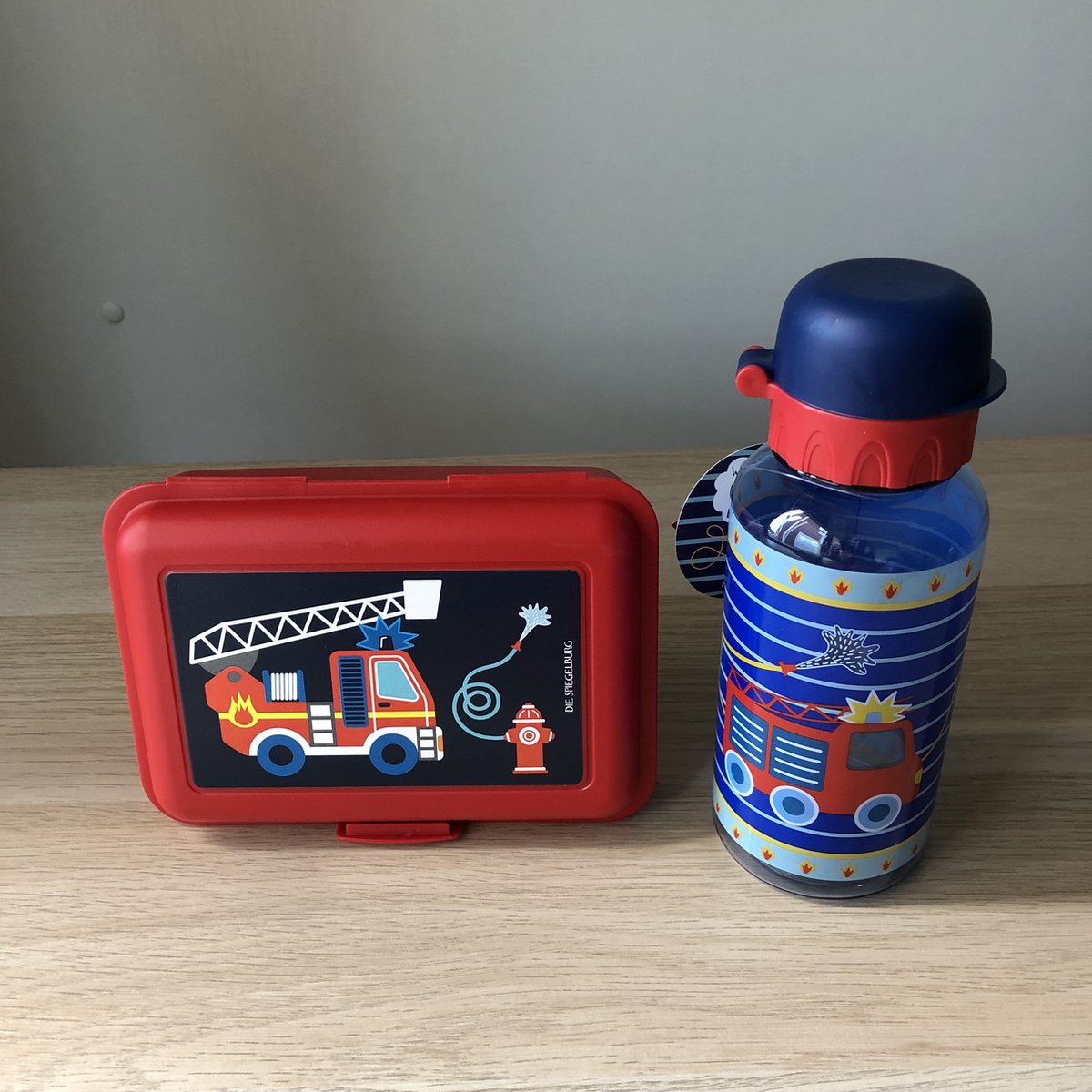 Brandweer lunchboxje met drinkfles / drinkbeker - Die spiegelburg serie Later als ik groot ben ...