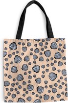 MuchoWow® Schoudertas - Strandtas - Big Shopper - Boodschappentas - Schelpen - Strand - Patronen - 40x40 cm - Katoenen tas