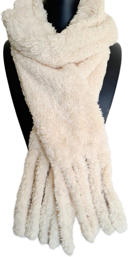 Dames sjaal teddy Wit - Extra lang Warme Fluffy sjaal - Fake fur sjaal -  Winter... | bol.com
