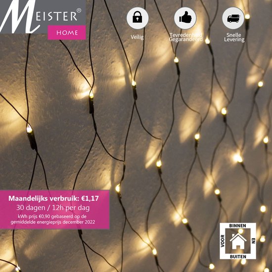 Meisterhome Netverlichting - 3x3 meter - Warm wit - Voor binnen & buiten -  240 LEDs | bol.com