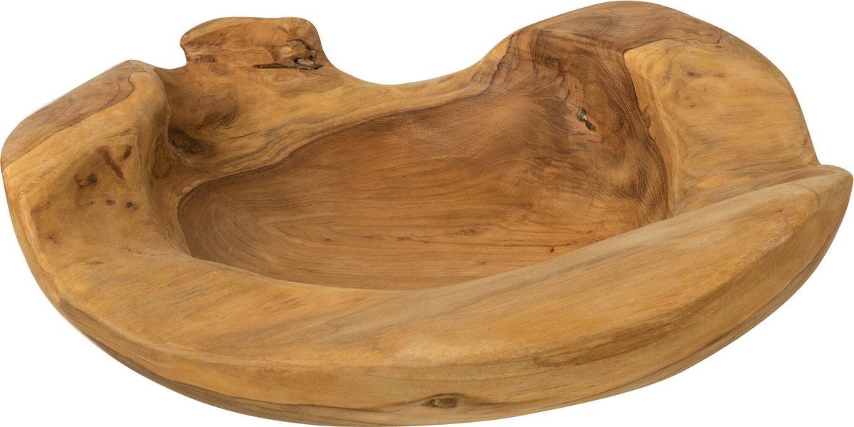 J-Line Schaal Igor Onregelmatig Teak Hout Naturel Medium