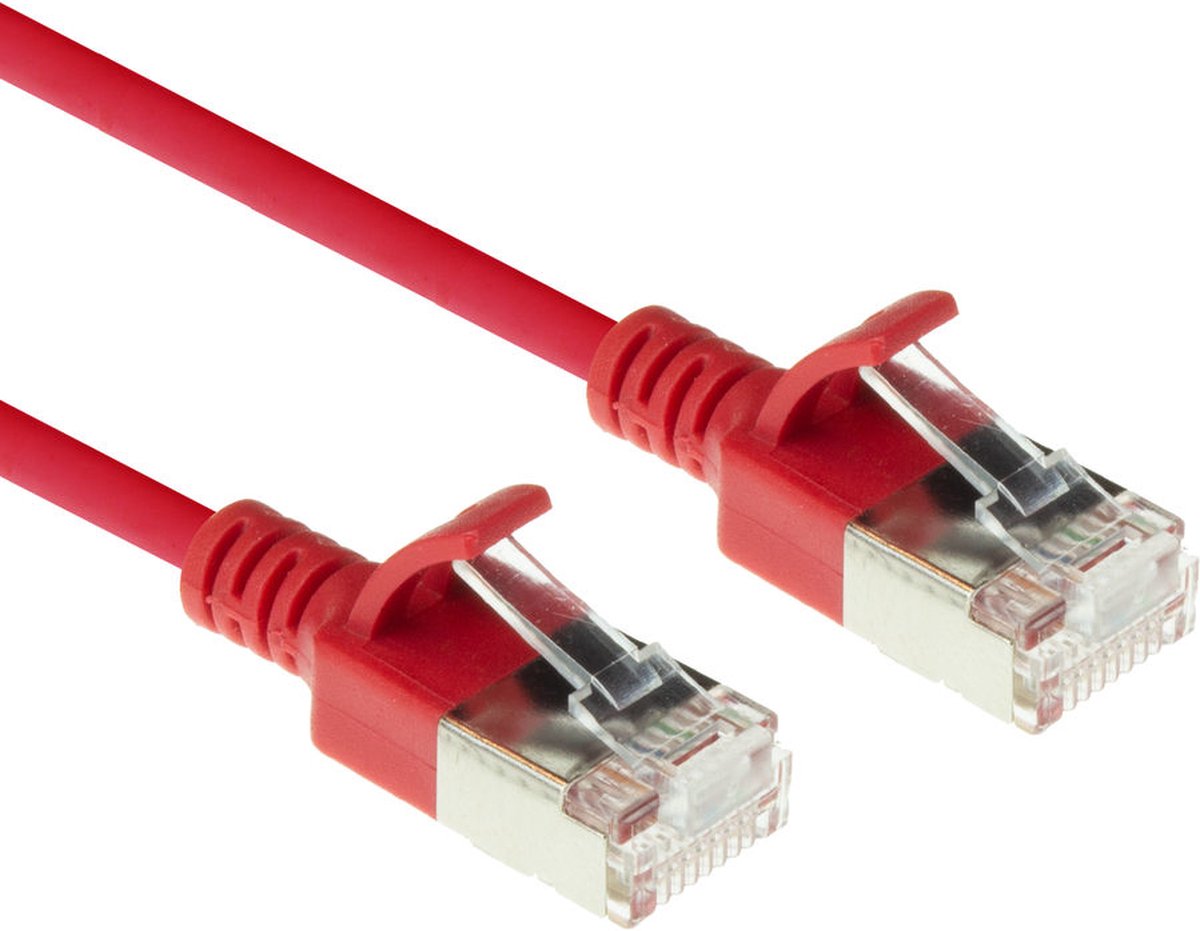 ACT DC7510 LSZH U/FTP CAT6A Datacenter Slimline Patchkabel Snagless | RJ45 Connectoren | Rood | 10 meter