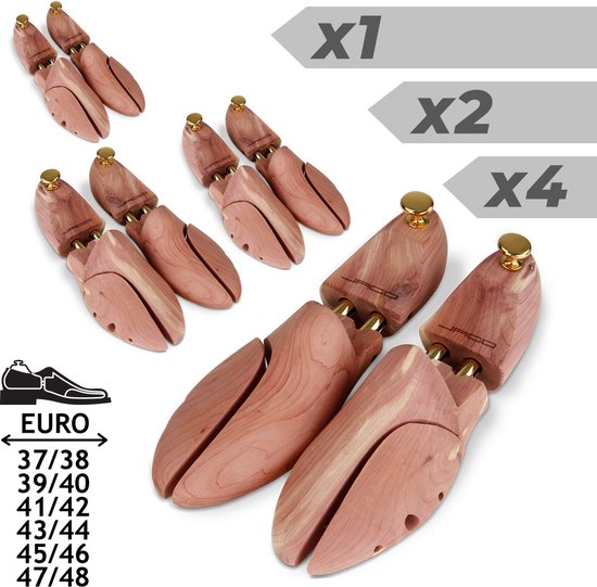 Jago® Paar houten schoenspanners - cederhout, in lengte verstelbaar & splitteen, keuze uit verschillende maten (5, 6, 7, 8, 9, 10, 11, 12, 13, 14) & sets - stretcher, vormer voor mannen en vrouwen (maat 11,5, set van 1)