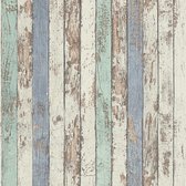 AS Création Elements - PAPIER PEINT ALTÉRÉ RÉCUPÉRATION - blanc marron bleu menthe - 1005 x 53 cm
