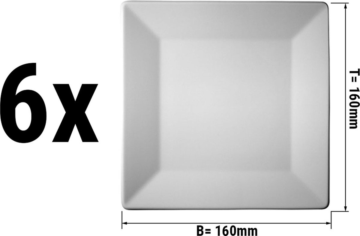 (6 stuks) MAYA - Bord plat & vierkant - 16 x 16 cm | GGM Gastro